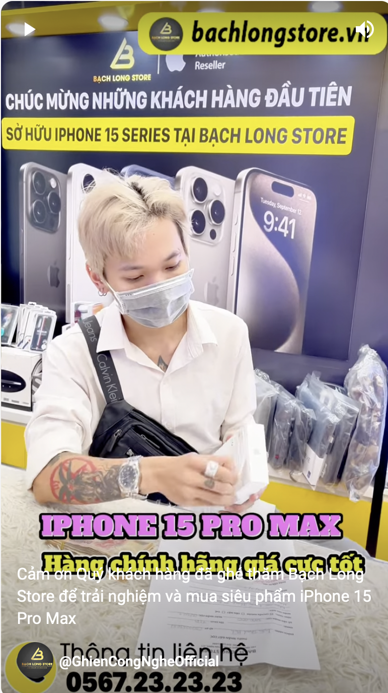 Cảm ơn Quý khách hàng đã ghé thăm Bạch Long Store để trải nghiệm và mua siêu phẩm iPhone 15 Pro Max!